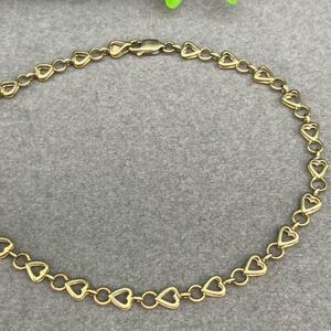14k gold heart link bracelet or anklet